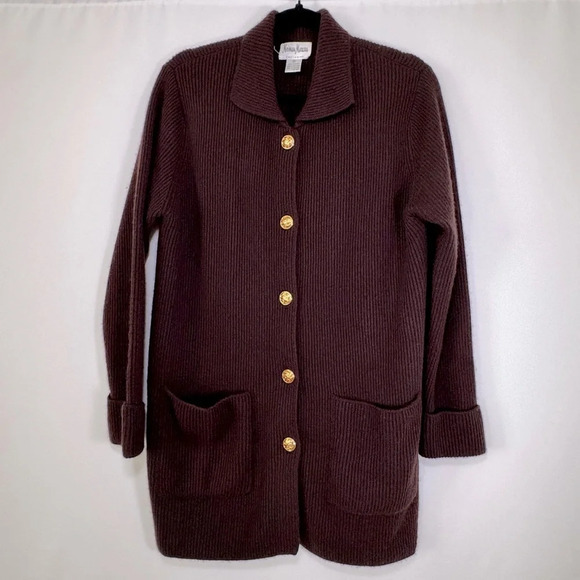 Neiman Marcus Sweaters - Vintage Neiman Marcus 100% Cashmere Long Cardigan Ribbed Old Money Classic MED
